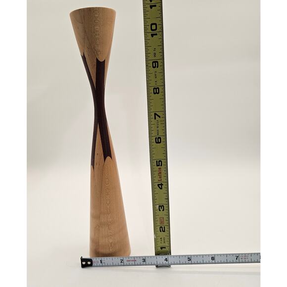 Vintage Mid-Century Modern Maple & Purpleheart Solid Wood Candlestick Holder - Picture 7 of 7